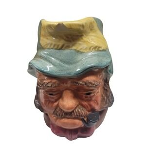 Vintage Toby Mug, Character Face Ceramic Figural Man Smoking Pipe Novelty‎ Decor